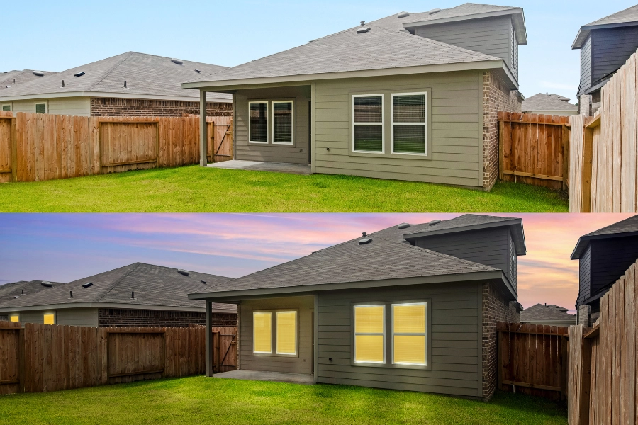 Day to dusk conversion example for real estate photography