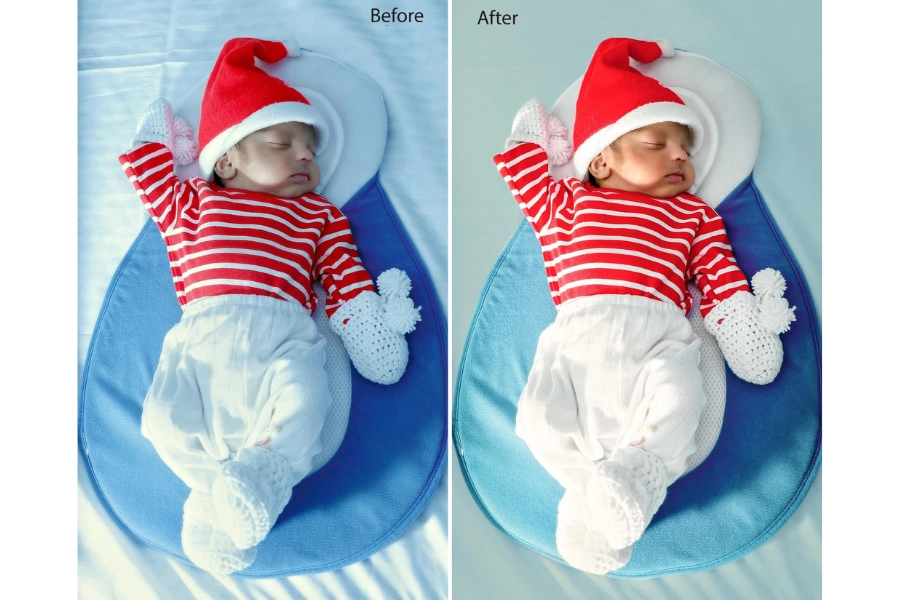 Newborn photo editing example